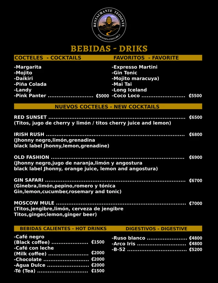 Bebidas de Restaurante Teosinte