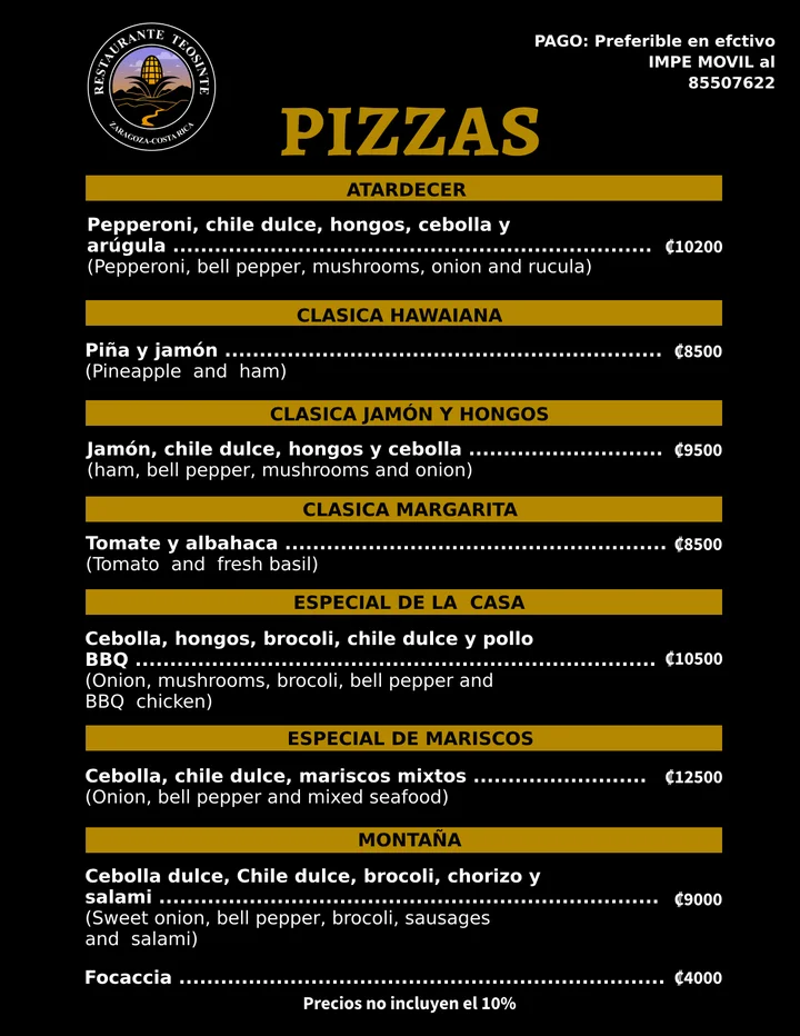 Pizzas de Restaurante Teosinte