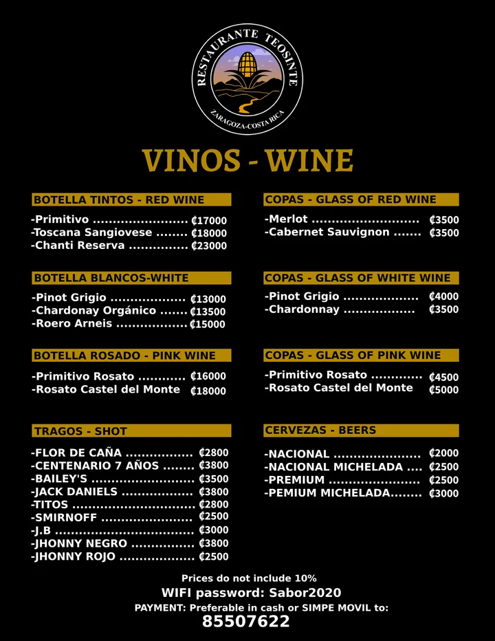 Vinos de Restaurante Teosinte